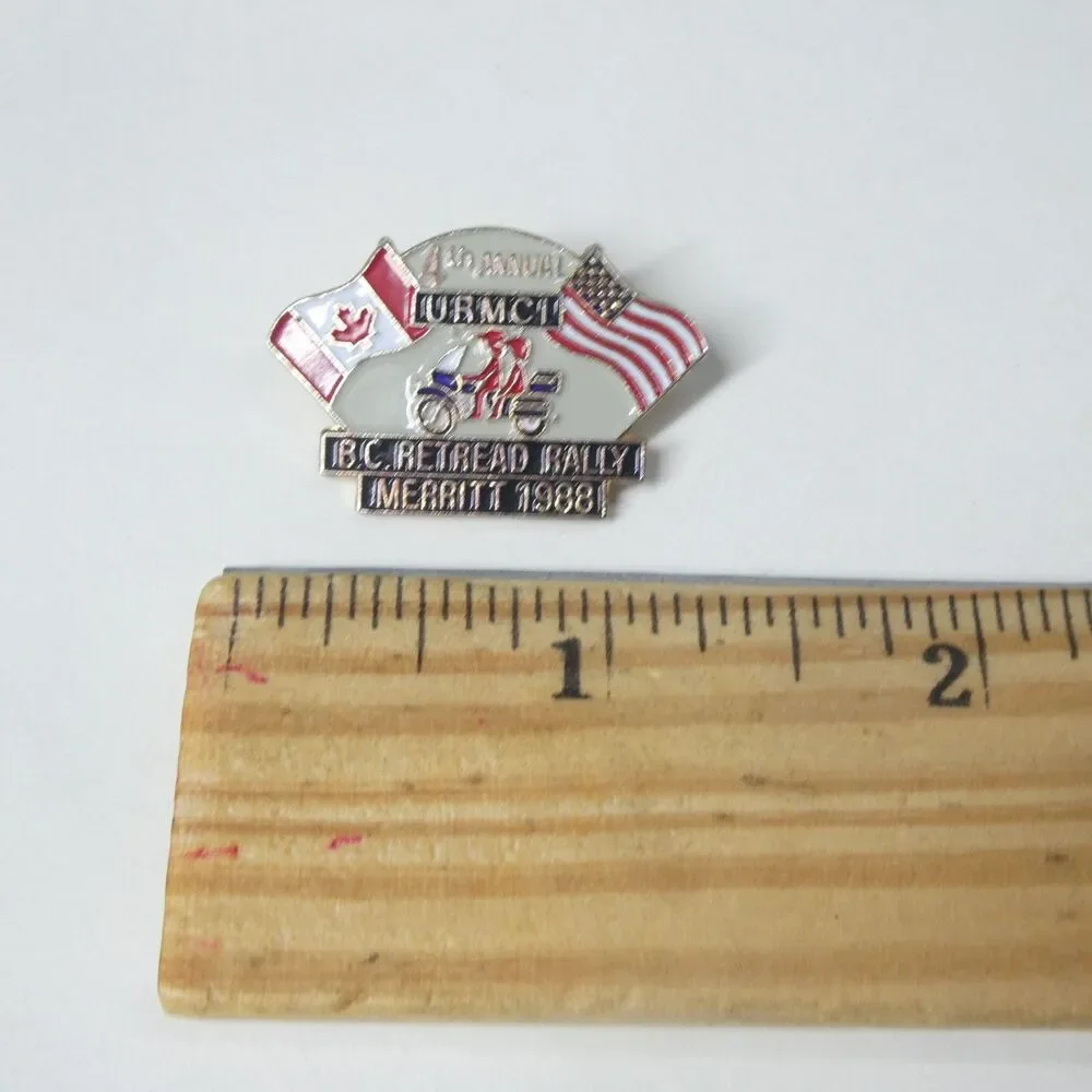 4th Annual URMCI B.C. Retread Rally Merritt 1988 Motorcycle Pin